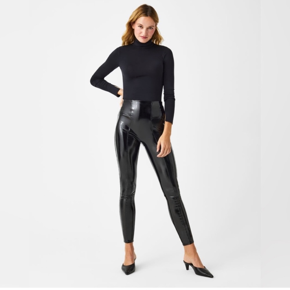 SPANX Faux Patent Leather Leggings NWT Large Tall